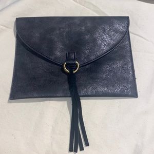 Anthropologie envelope clutch metallic pewter